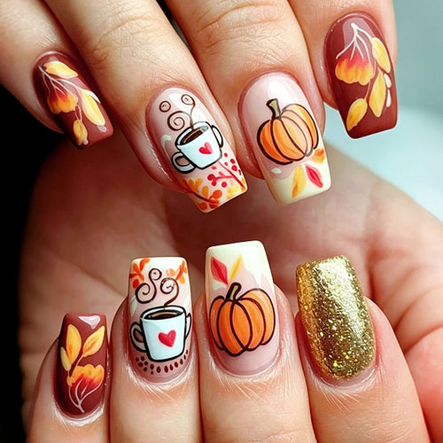 Künstlerische herbstliche Nagelkunst Karnz