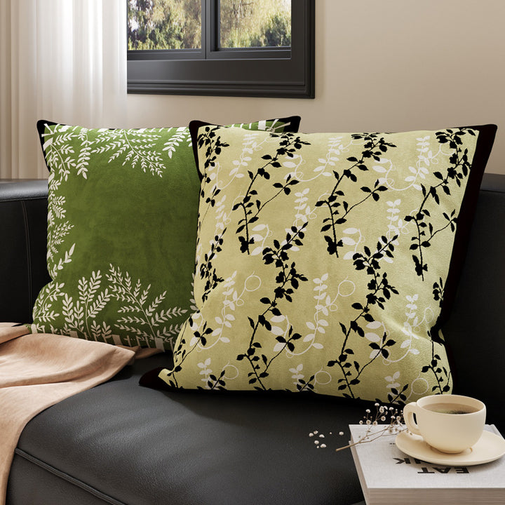 Botanical Microfiber Suede Throw Pillow Cover with Hidden Zipper