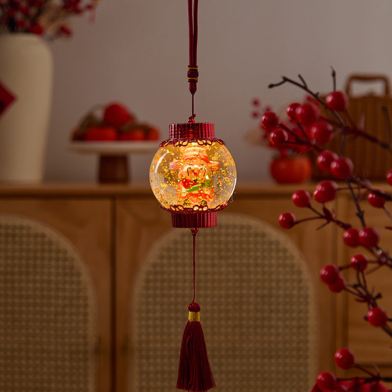 Nostalgische Weihnachtslaterne mit festlichem Weihnachtsmann Karnz
