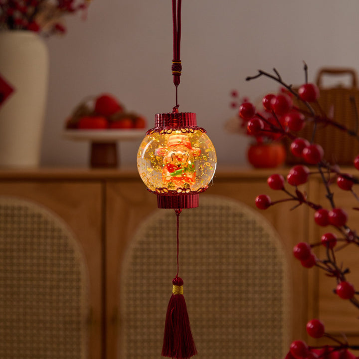 Nostalgische Weihnachtslaterne mit festlichem Weihnachtsmann Karnz