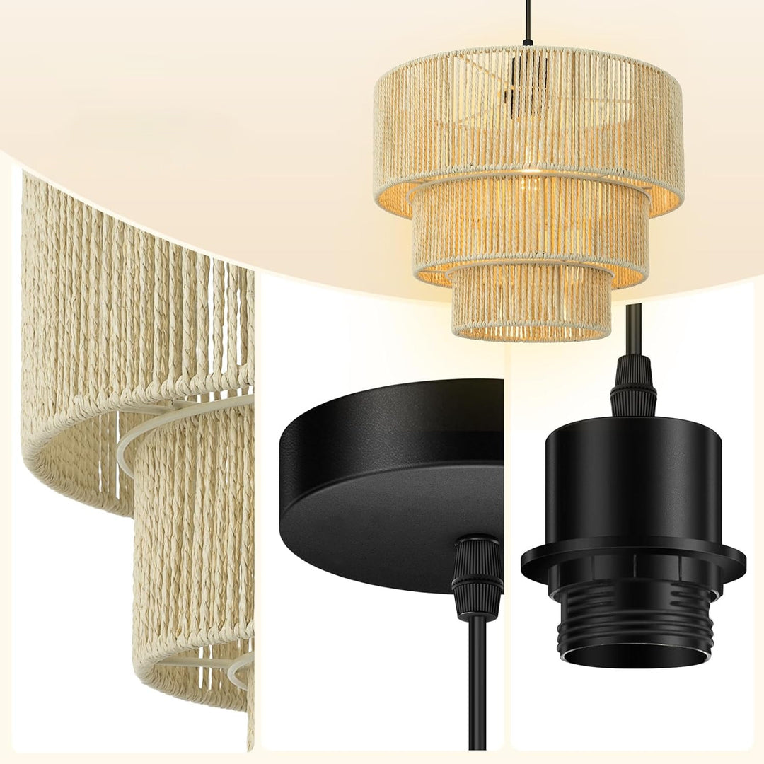 Elegante Hängeleuchte mit Rattan-Details Karnz