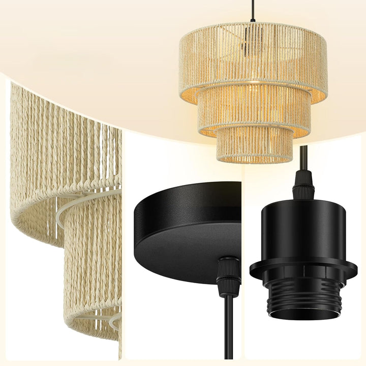 Elegante Hängeleuchte mit Rattan-Details Karnz