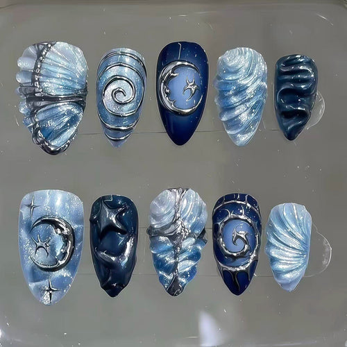 Marine-Themen Press-On Nagelkunst Set