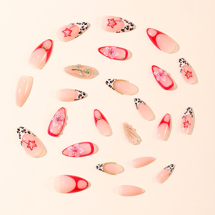 Elegante 3D Blumen- und Tierdruck Nagelkunst Extensions Karnz