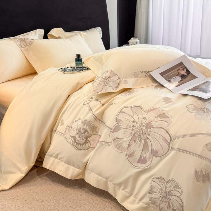 Elegante Bestickte Bettwäsche Set