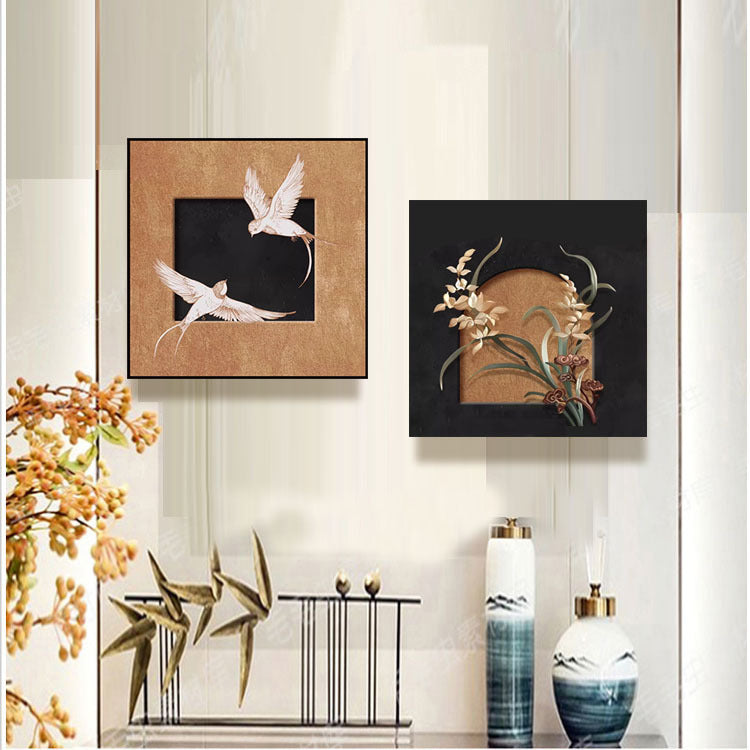 Blumreich eingerahmtes Kunstwerk