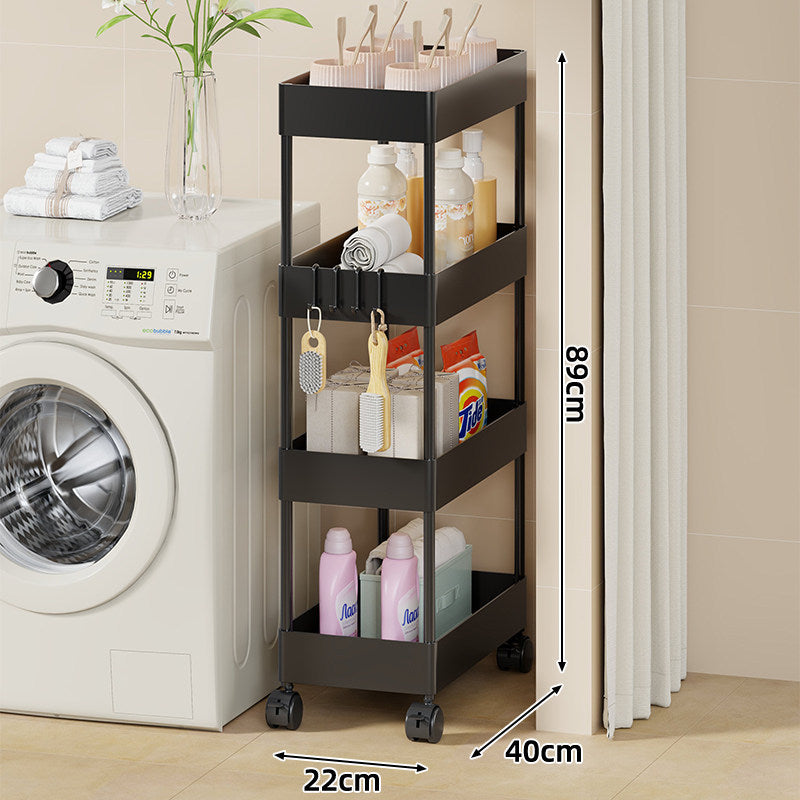 Slim Four-Tier Rolling Laundry und Badezimmer Aufbewahrungswagen mit tiefen Tablettkörben und verriegelbaren Drehrollen
