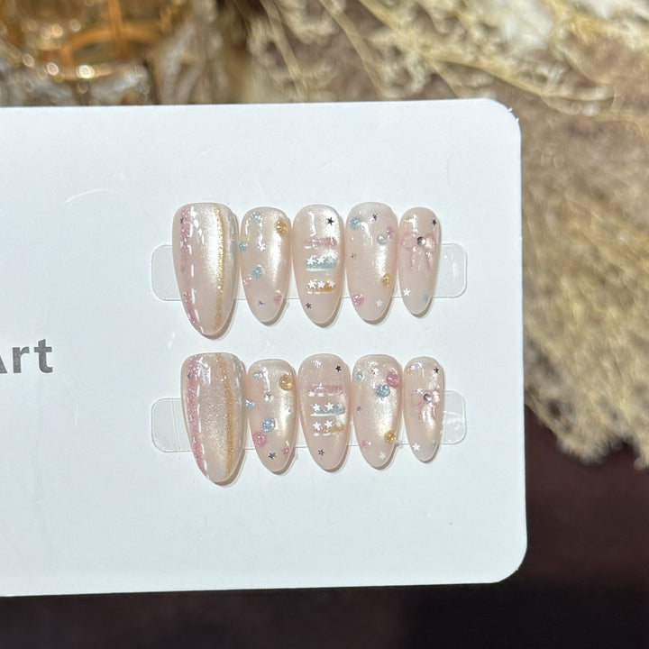 Sternen-Galaxie-inspiriertes Press-On Nagelkunst-Set Karnz