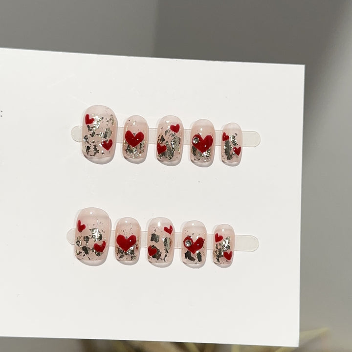 Romantisches Herz-Design Press-On Nail Set