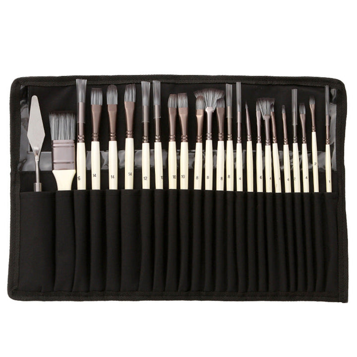 Pinselset 24-teilig mit Rollmappe und Malmesser | Karnz