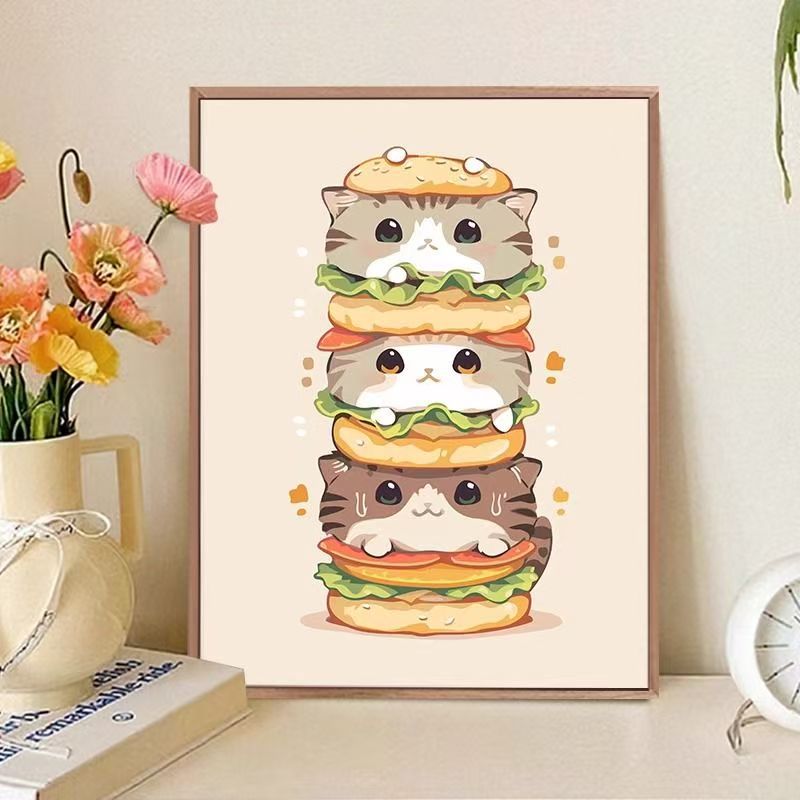 Verspielt katzenmotiviertes Food-Art-Druck Karnz