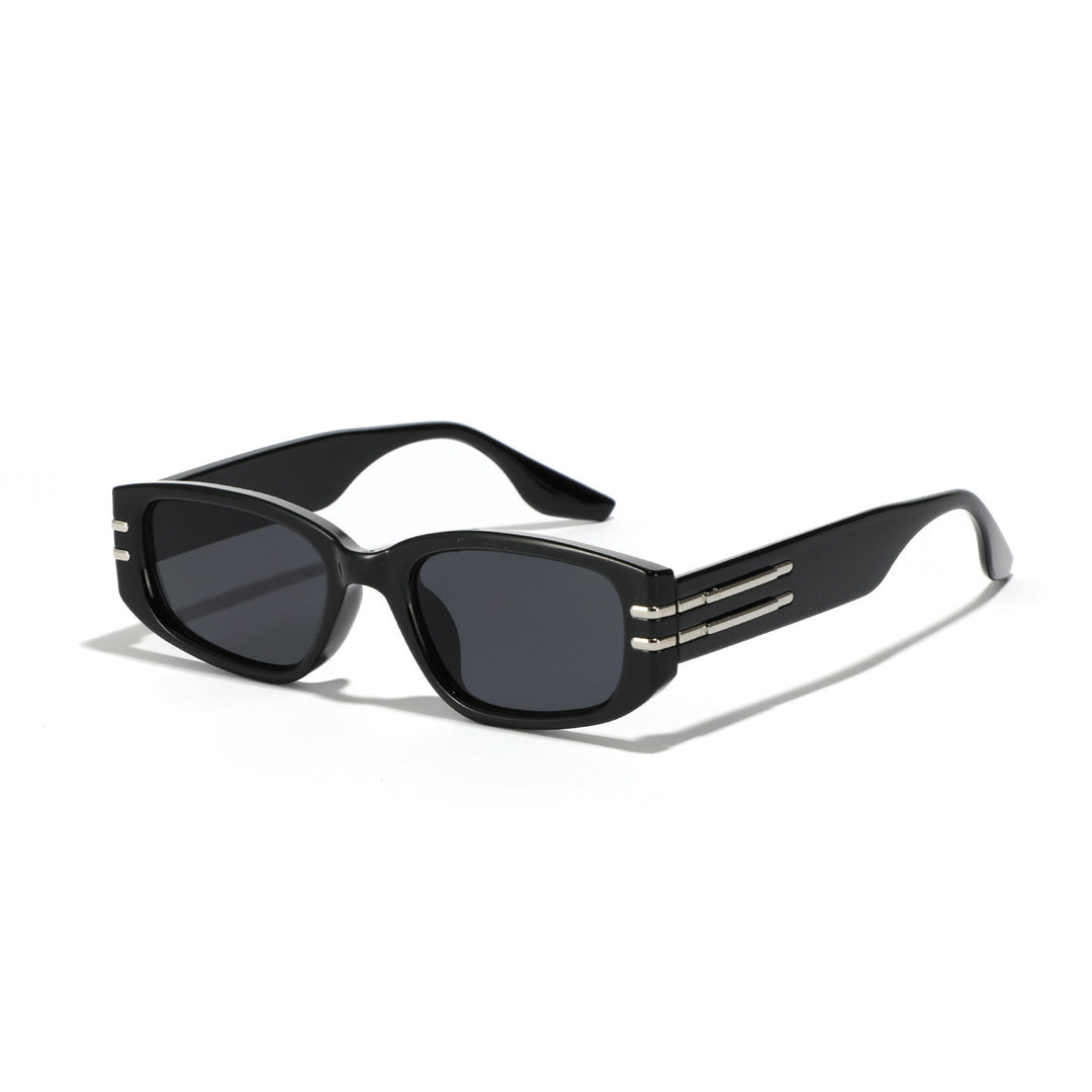 Damen modische rechteckige Sonnenbrille mit eleganten Metallakzenten Karnz