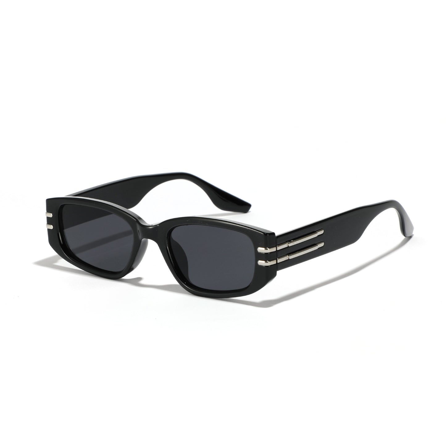 Damen modische rechteckige Sonnenbrille mit eleganten Metallakzenten Karnz