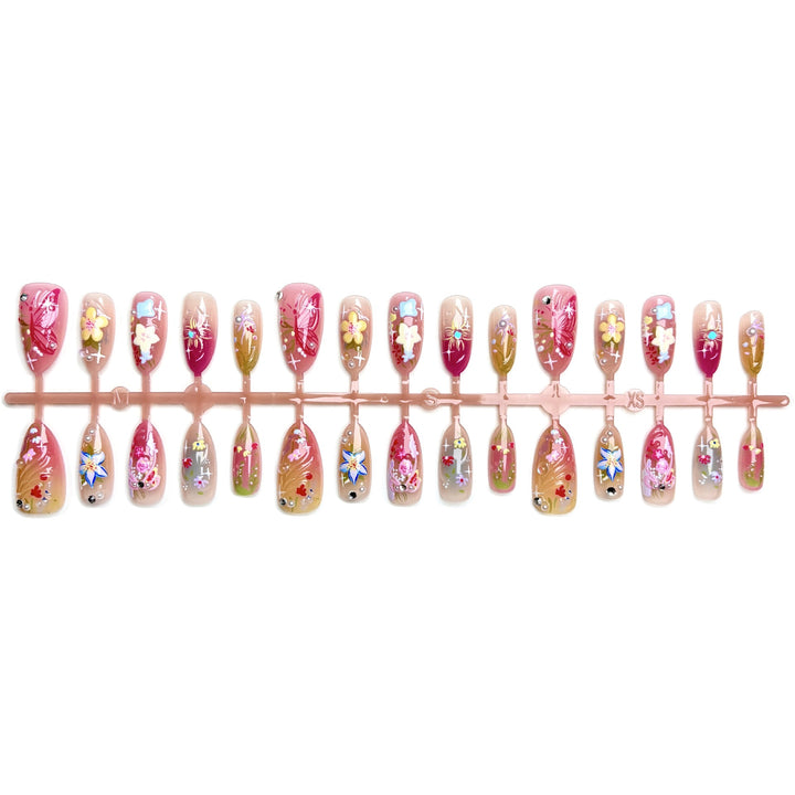 Künstlerisches Floral Press-On Nagelset
