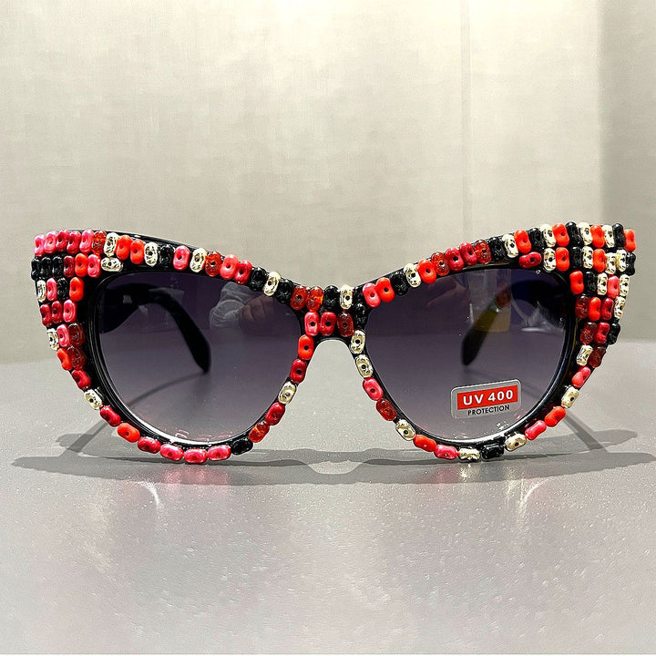 Damen Cat-Eye Sonnenbrille mit farblich akzentuiertem Rahmen Karnz
