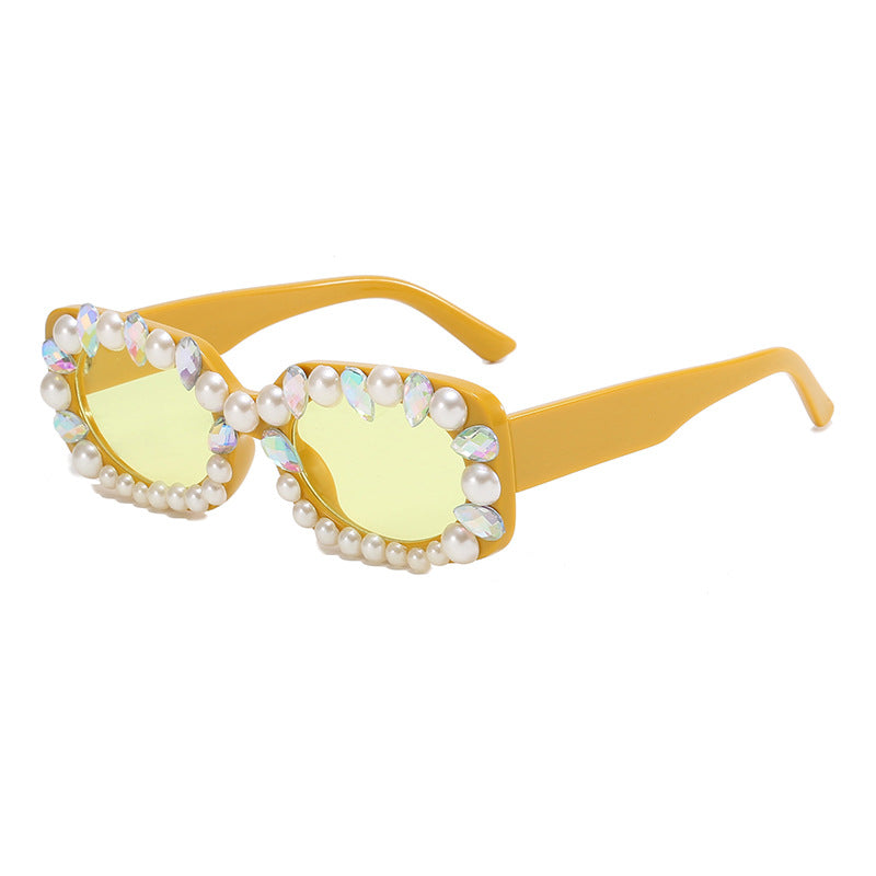 Damen elegante Sonnenbrille mit Perlenschmuck Karnz