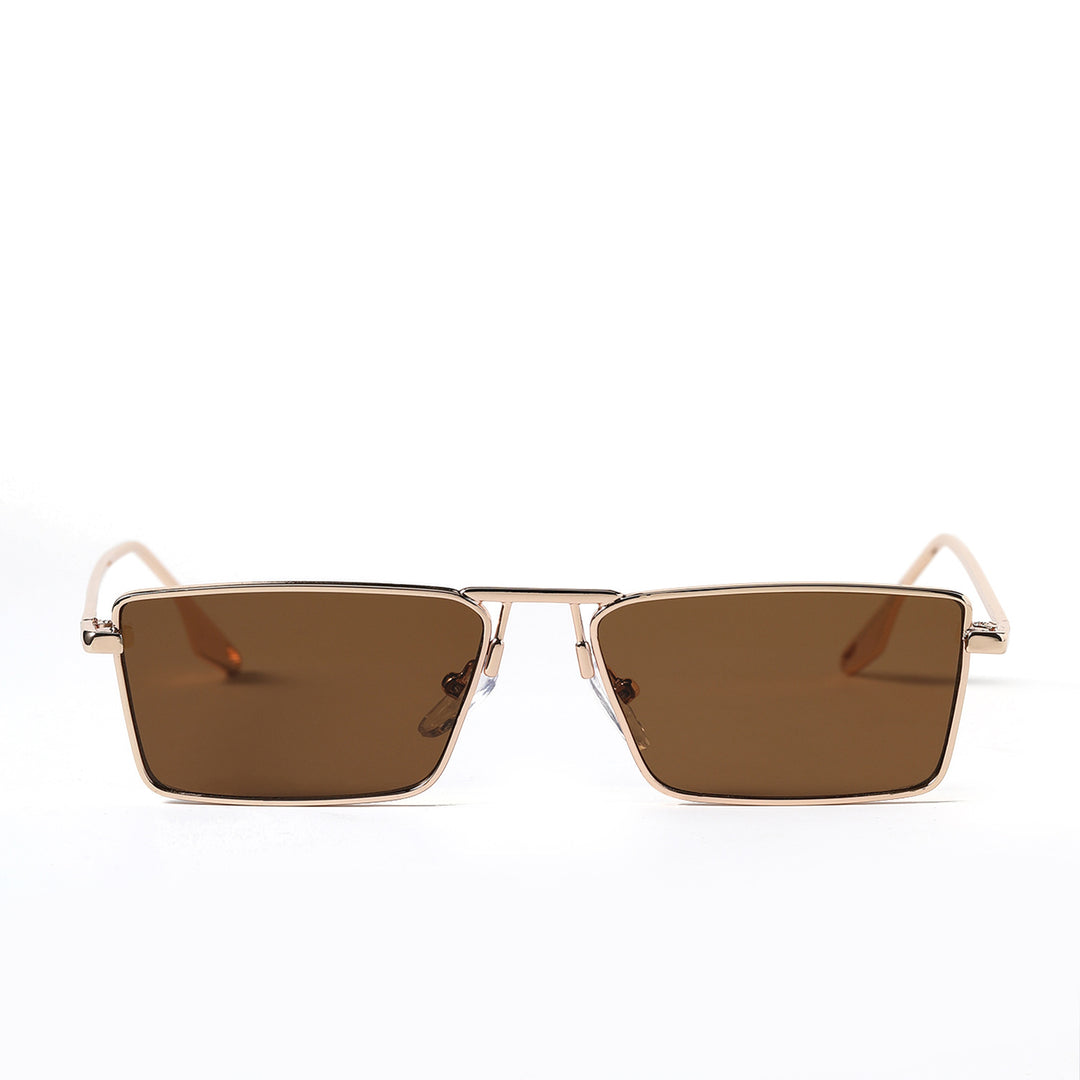 Damen elegante quadratische Sonnenbrille mit schmalem Metallrahmen und UV-Schutz Karnz