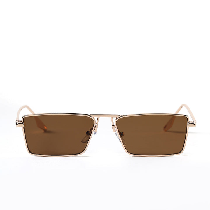 Damen elegante quadratische Sonnenbrille mit schmalem Metallrahmen und UV-Schutz Karnz