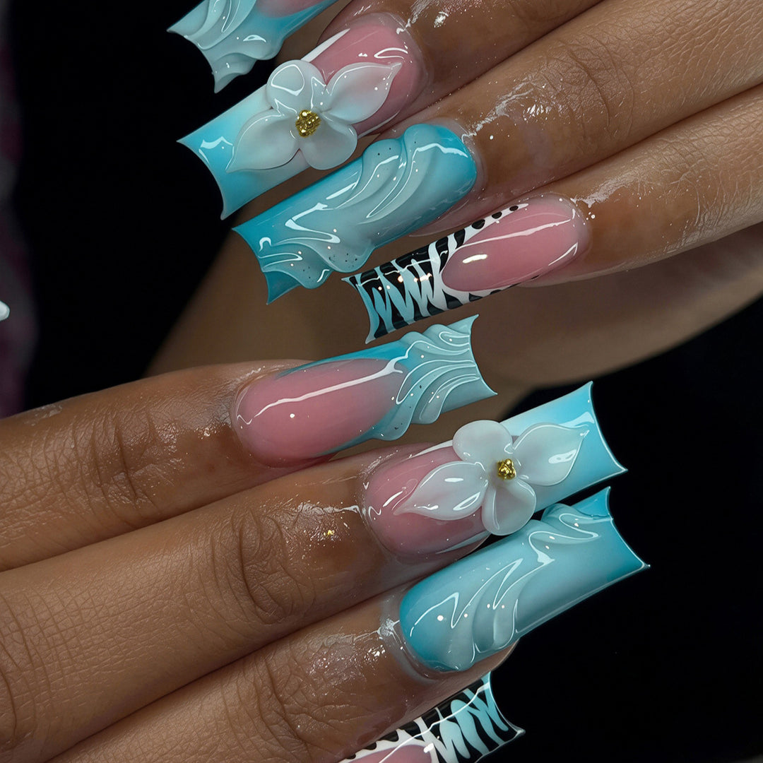 Dekorative Lange Press-On Nagelkunst Karnz