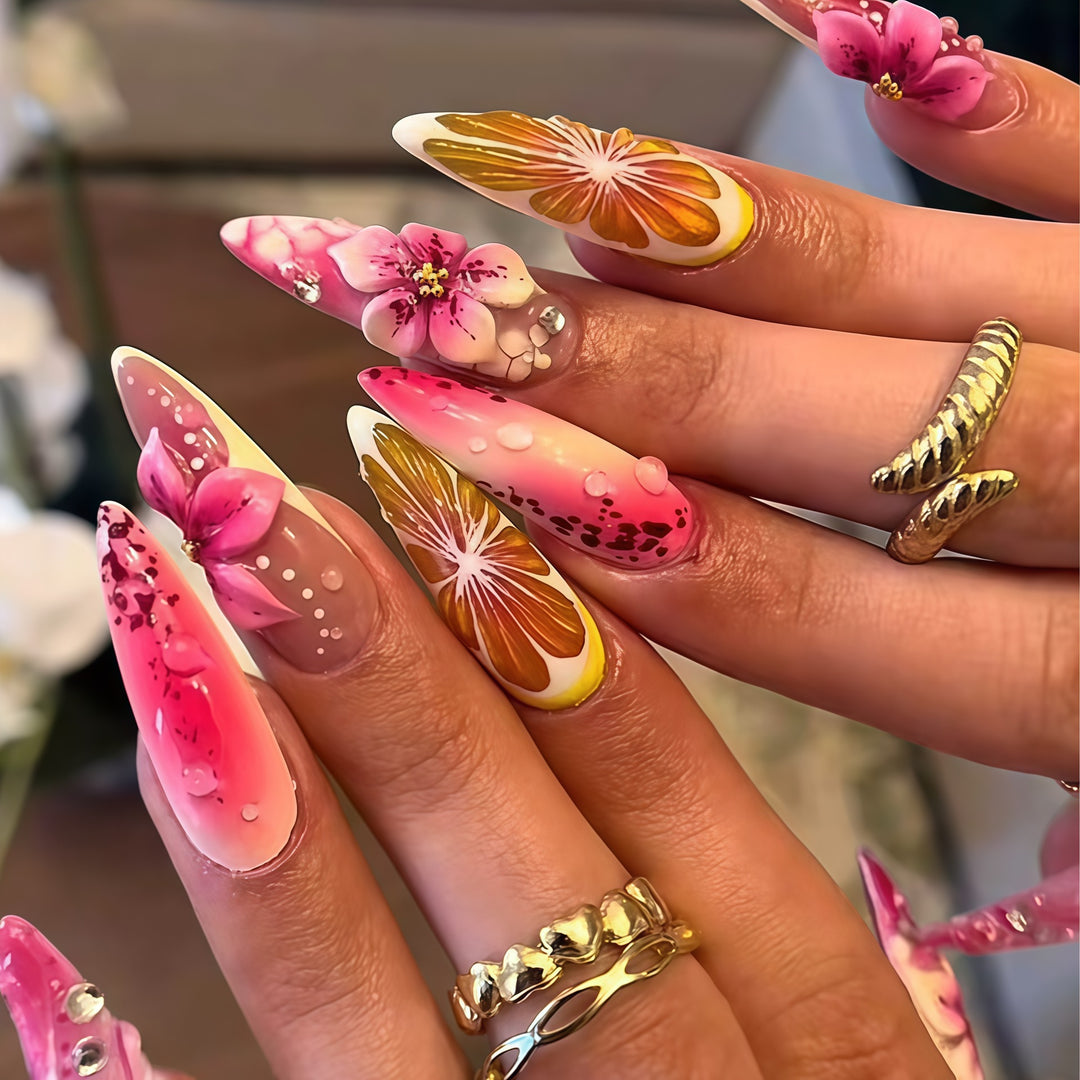 Blumen Design Stiletto Nagelverlängerungen Karnz