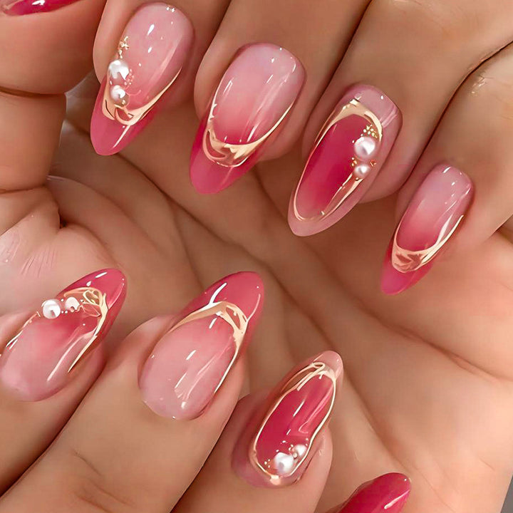 Kunstnagelset mit eleganten Ombré-Designs und Glitzerakzenten Karnz