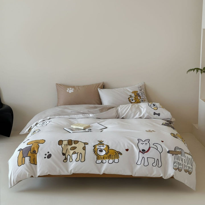 Bettbezug-Set aus Baumwollsatin mit Boho-Ethno-Muster und Wendefunktion