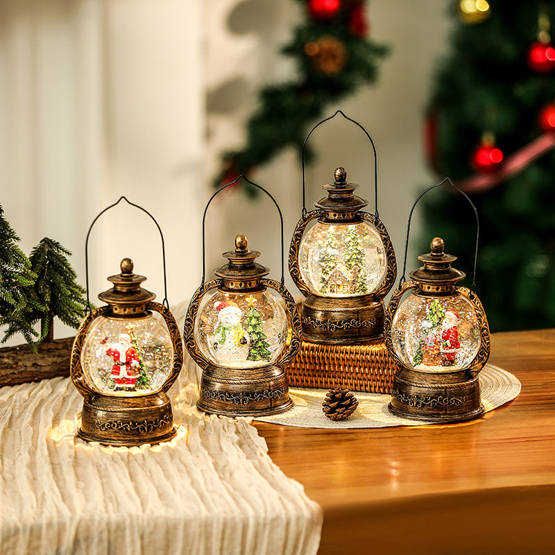 Nostalgische Weihnachtslaterne mit Schneekugel Karnz