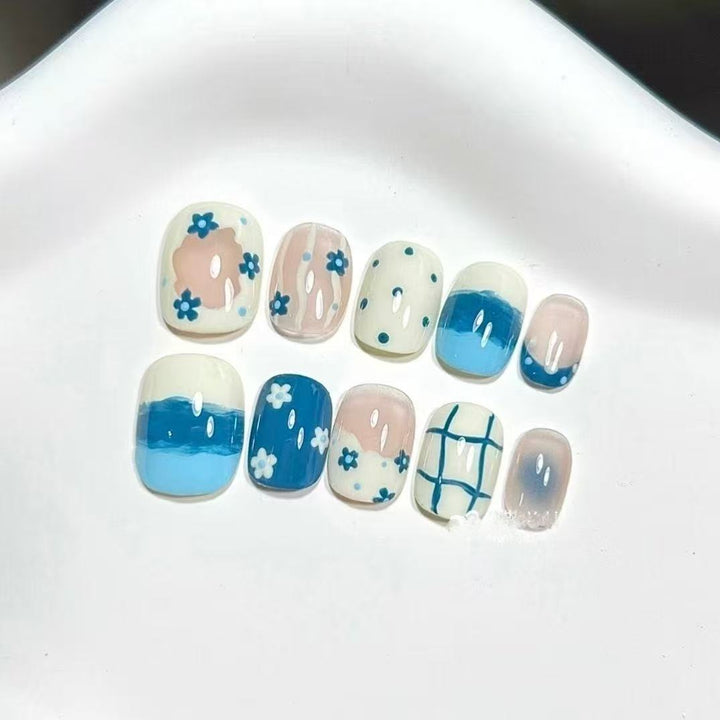 Künstlerisches katzenmotiviertes Press-On-Nagelkunstset Karnz