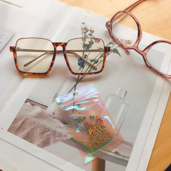 Stylische Dual Charm Brille Kette Karnz