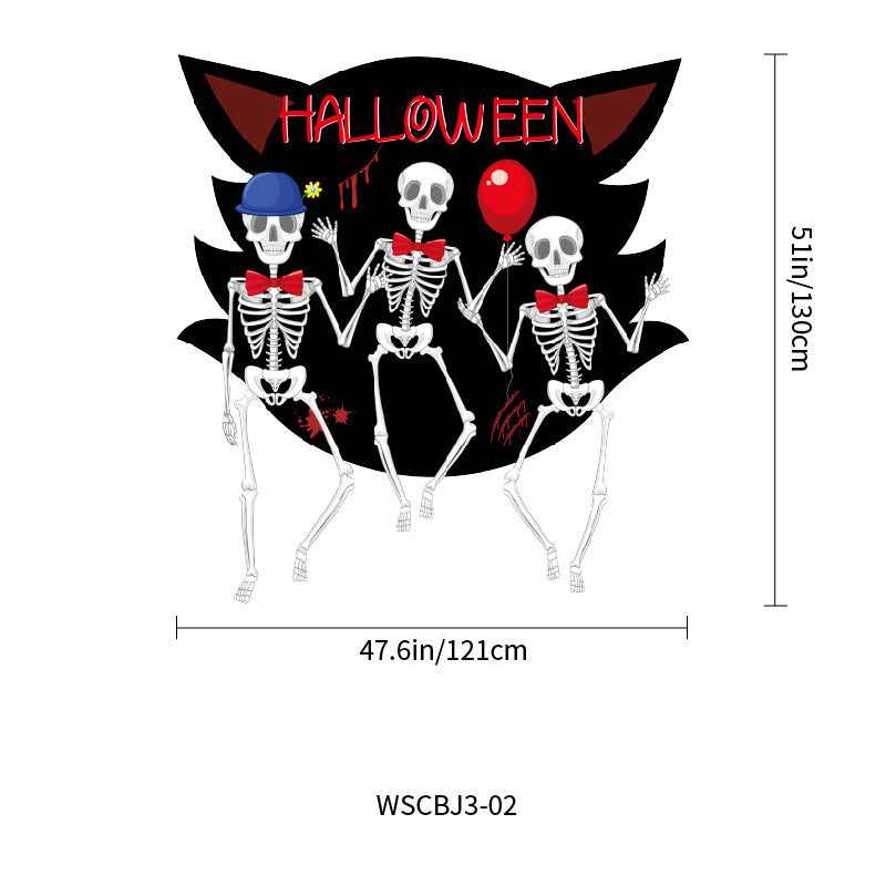 Großer Halloween Wandsticker Vinyl mit tanzenden Skeletten und ablösbarem Selbstklebefilm