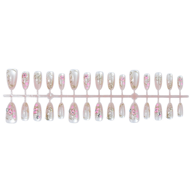Dekoratives Press-On Nagelkunstset mit floralem Design Karnz