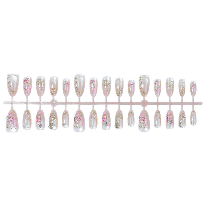 Dekoratives Press-On Nagelkunstset mit floralem Design Karnz