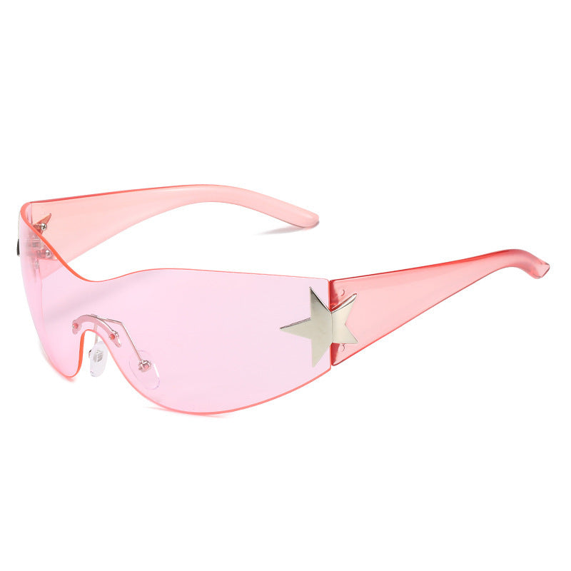 Modebewusste Shield-Sonnenbrille mit Sternakzent Karnz