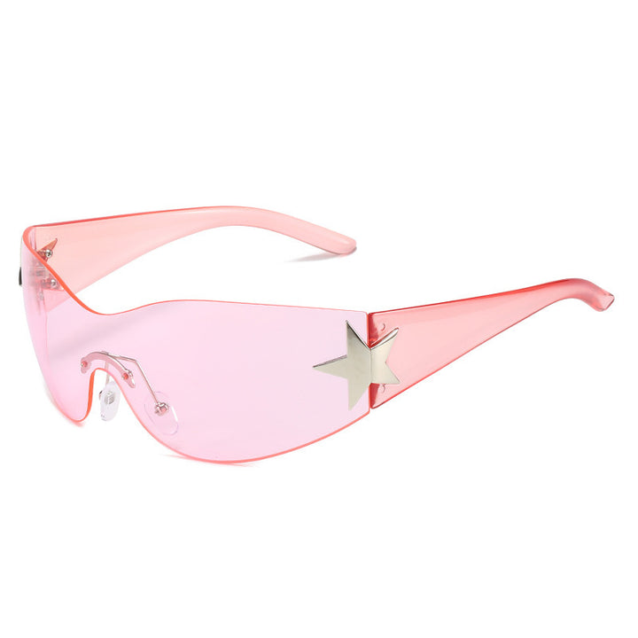 Modebewusste Shield-Sonnenbrille mit Sternakzent Karnz