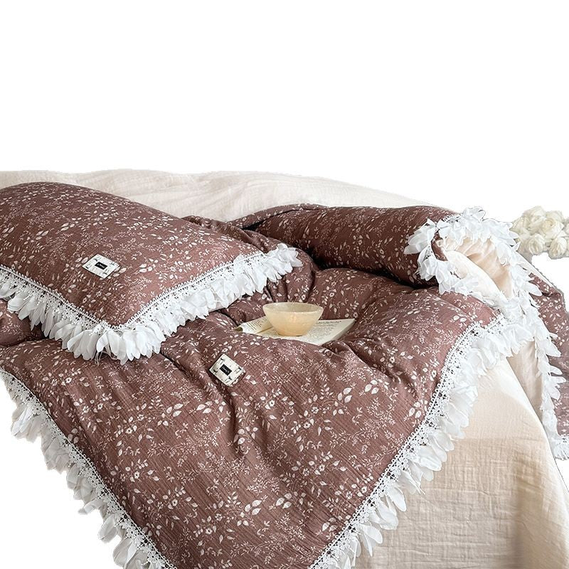 Floral Fringe Bettwäsche Set mit Kissenbezügen und dekorativem Überwurf