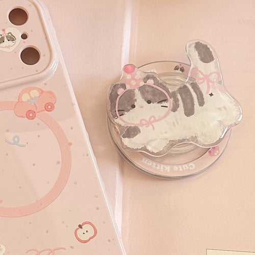 Smartphone Fingerhalter im niedlichen Katzenmotiv Karnz