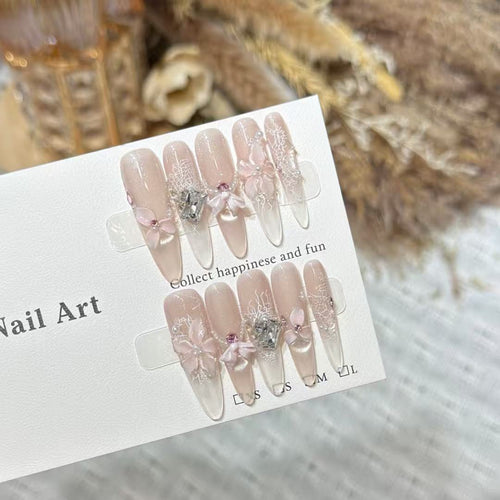 Elegante handwerkliche Press-on Nagelset