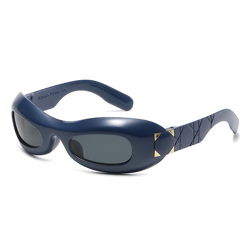 Damen futuristische Designer-Sonnenbrille mit innovativem Rahmen Karnz