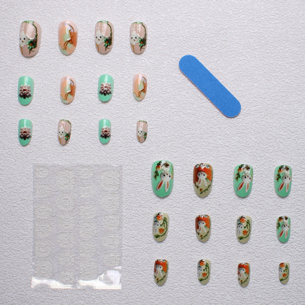 Verspielt Hasen-Themen 3D Press-On Nagelkunst Karnz