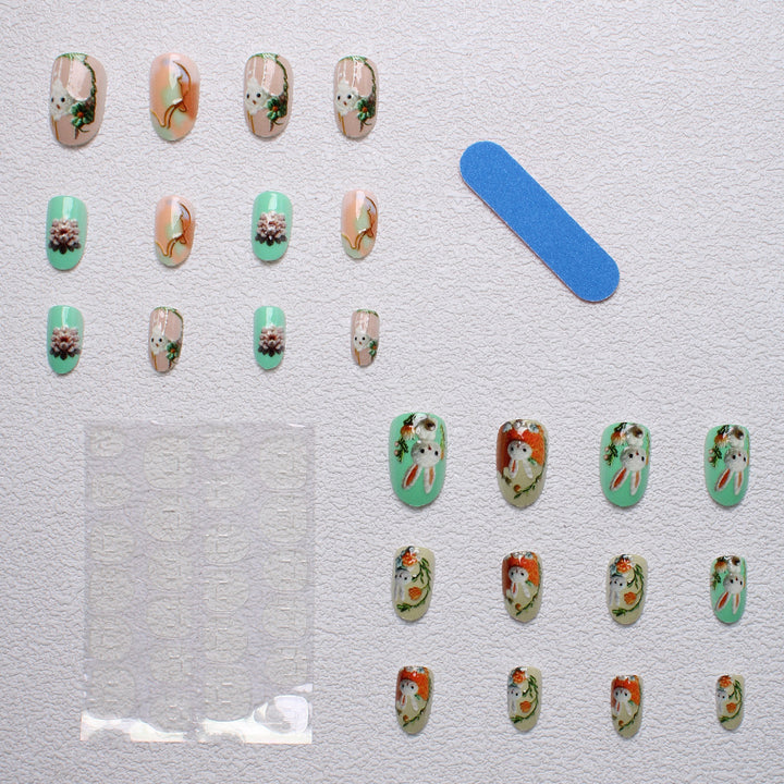 Verspielt Hasen-Themen 3D Press-On Nagelkunst Karnz