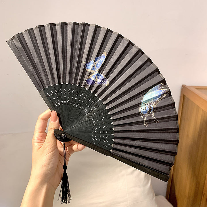 Handgefertigter Fächer mit Elegantem Schmetterlingsmotiv Karnz