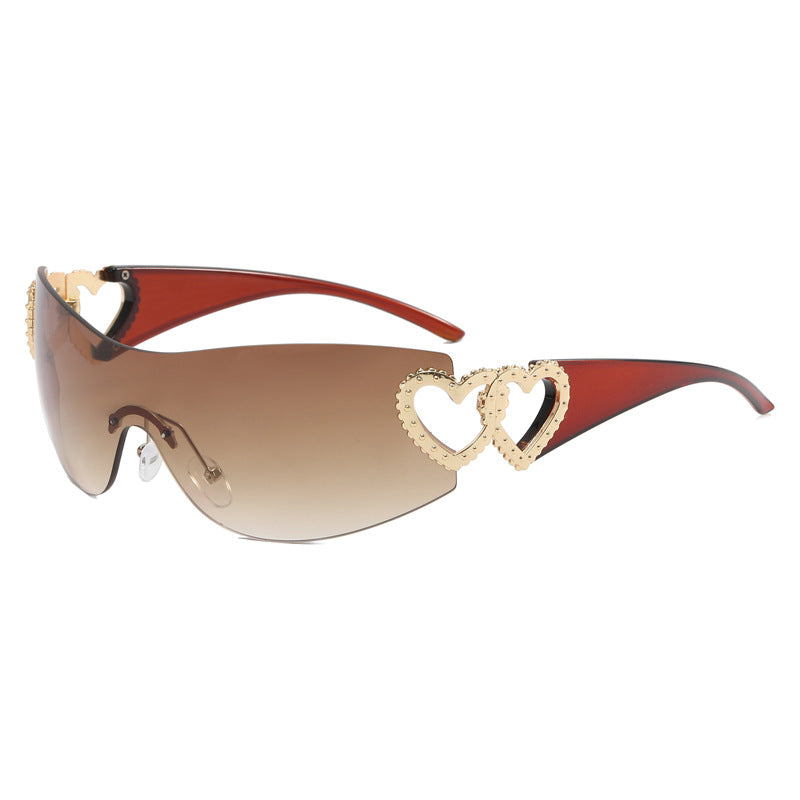 Damen Fashion-Sonnenbrille mit Herz-Applikationen Karnz