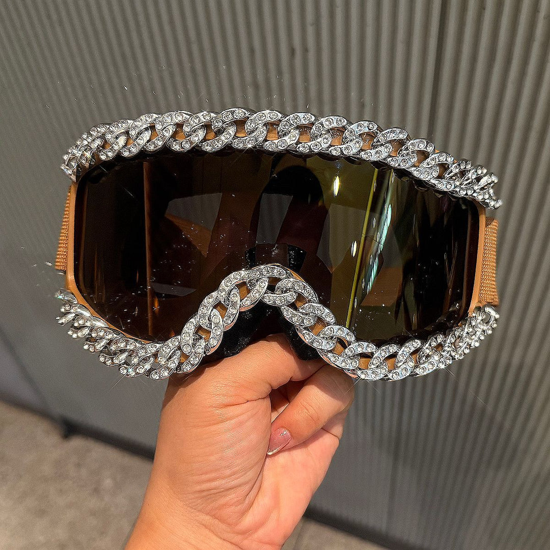 Damen Sportlich elegante Skibrille mit strassverziertem Rahmen Karnz