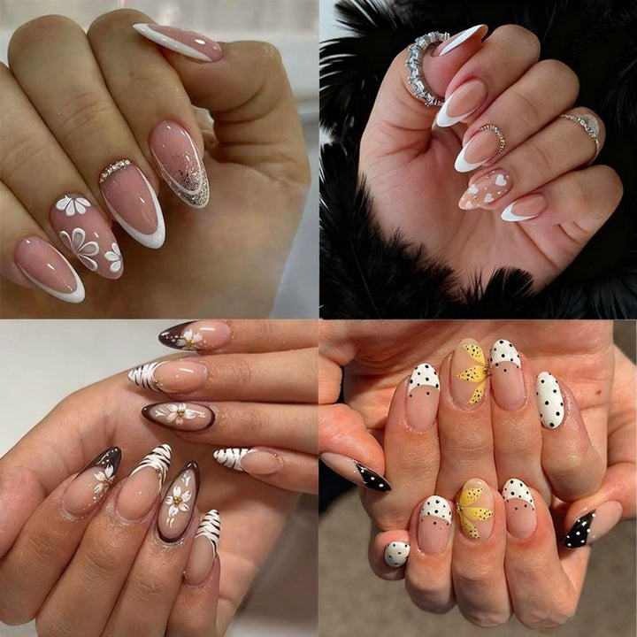 Elegante Blumen-Mandel-Nail Art Karnz