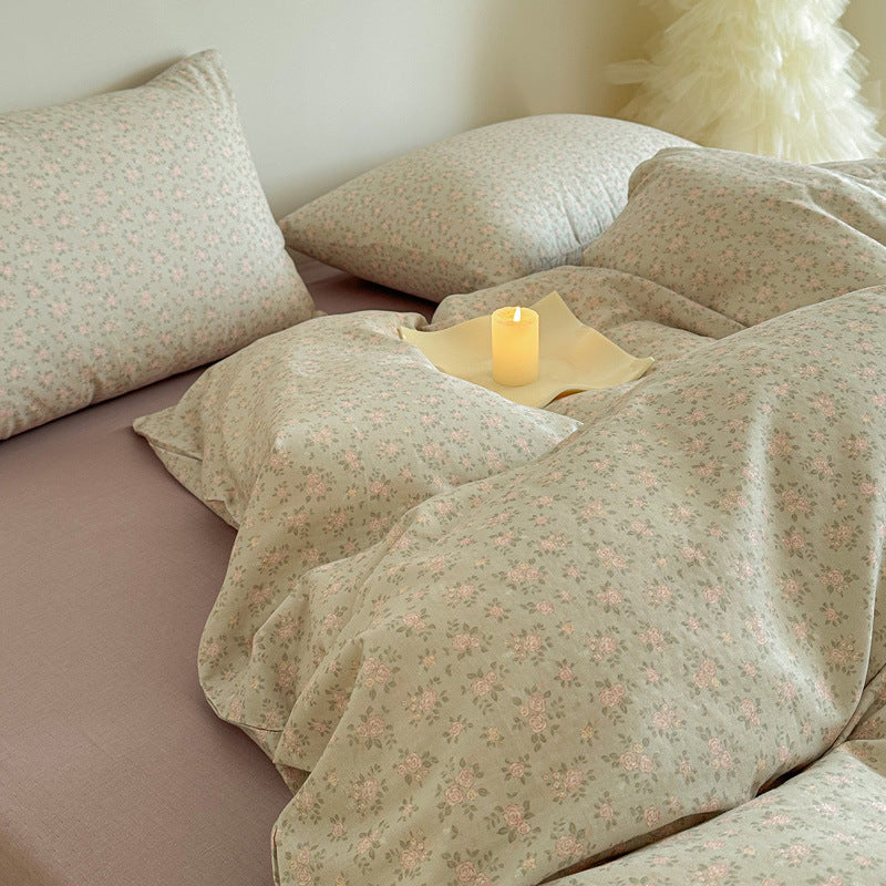 Plaid Baumwollsatin Bettbezug und Kissenbezug Bettwäsche Set
