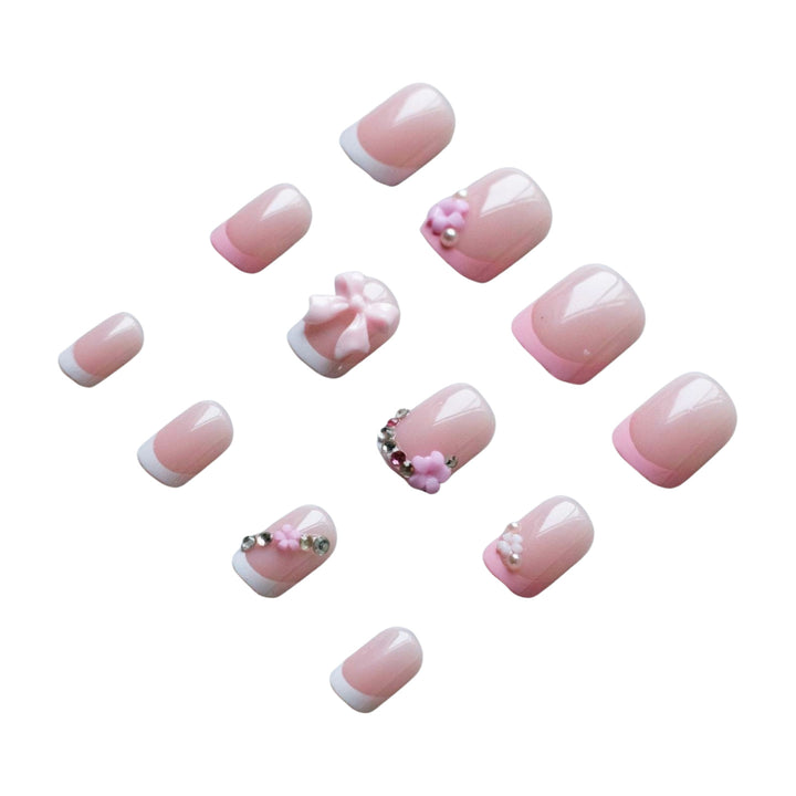 Florale und Edelstein Akzent Nagelkunst Set