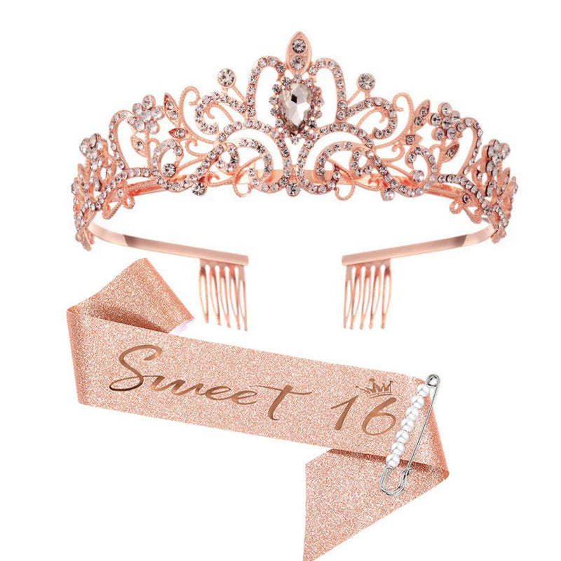 Damen Glamouröse Tiara mit strassverziertem Design Karnz