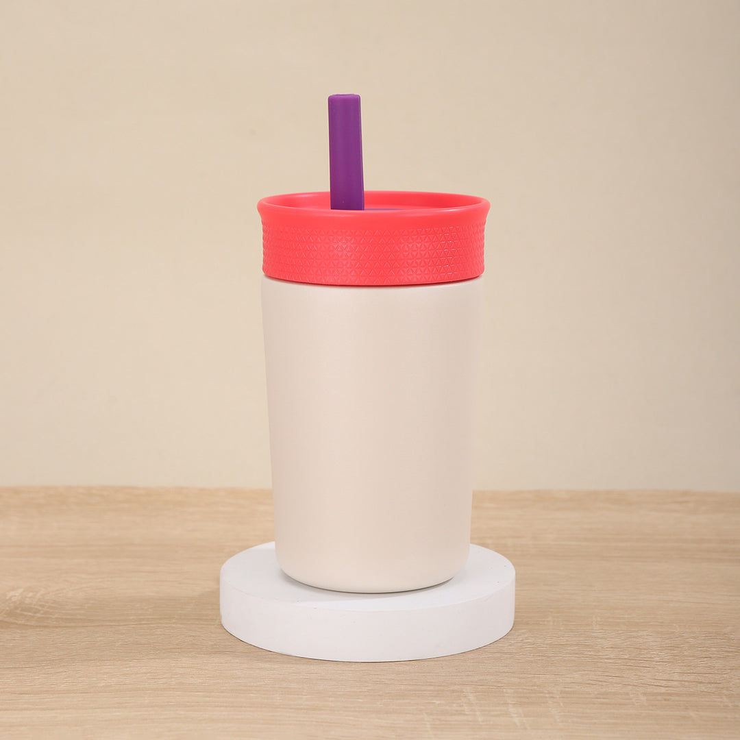 Damen Isolierte Trinkflasche mit Silikonhut und Strohhalm Karnz