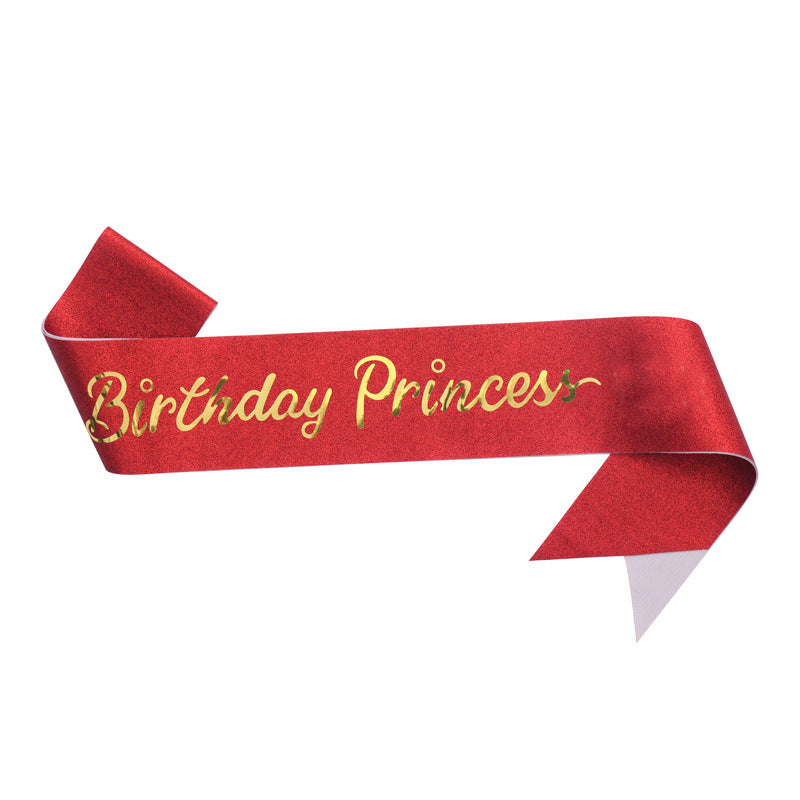 Damen Glitzernde Prinzessinnenkrone mit Birthday Princess Schärpe Karnz