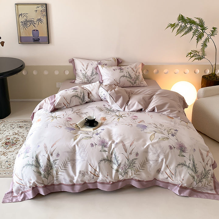 Florales Wendebettwäsche-Set mit Baumwollsatin-Gefühl & Oxford-Kissenbezügen